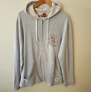 Vintage Y2K Guess Men's Zippered Hoodie Size Medium Dragon Skater Grunge